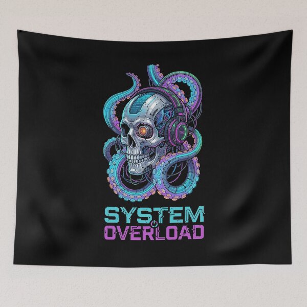Item preview, Cyberpunk Skull System Overload Techno Rave designed and sold by crouchingpixel.