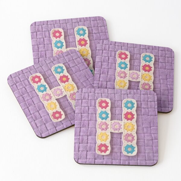 Item preview, Granny Square Letter H Floral Crochet Lavender designed and sold by LuisWorks.