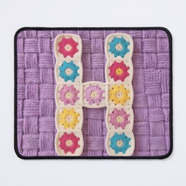 Item preview, Granny Square Letter H Floral Crochet Lavender designed and sold by LuisWorks.