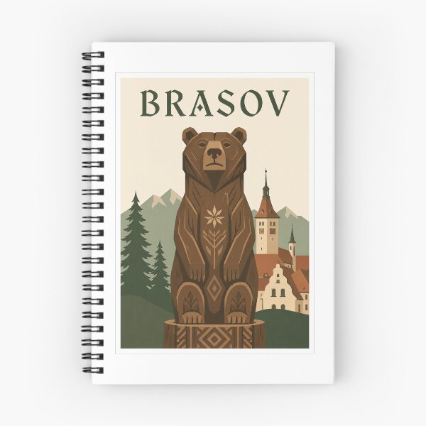 Item preview, Brașov Carved Bear Travel Poster designed and sold by Beyond Destinations.