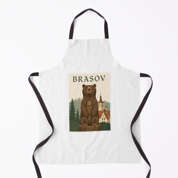Item preview, Brașov Carved Bear Travel Poster designed and sold by Beyond Destinations.