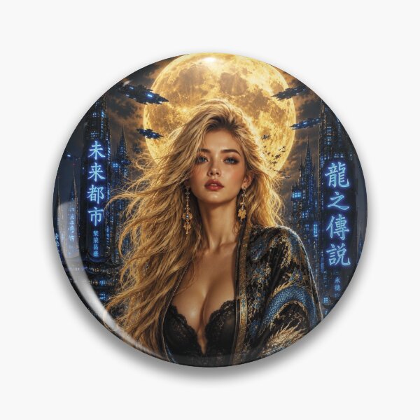 Item preview, Cyberpunk Dragon Robe Portrait of Caucasian Woman with blonde hair  designed and sold by Lucia Amaris Art.