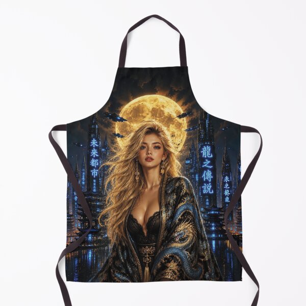 Item preview, Cyberpunk Dragon Robe Portrait of Caucasian Woman with blonde hair designed and sold by Lucia Amaris Art.