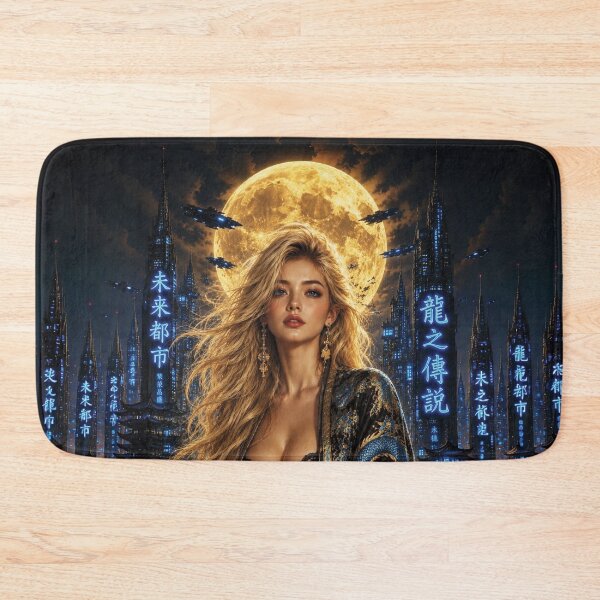 Item preview, Cyberpunk Dragon Robe Portrait of Caucasian Woman with blonde hair  designed and sold by Lucia Amaris Art.