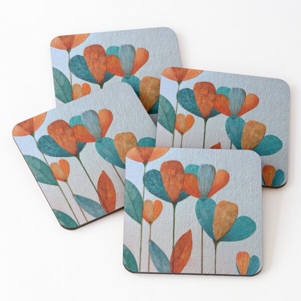 Item preview, Abstract Scandinavian Floral Art – Modern Teal & Terracotta Botanical Design designed and sold by KAM-KAM-STORE.