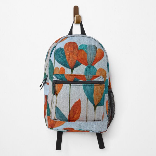 Item preview, Abstract Scandinavian Floral Art – Modern Teal & Terracotta Botanical Design designed and sold by KAM-KAM-STORE.