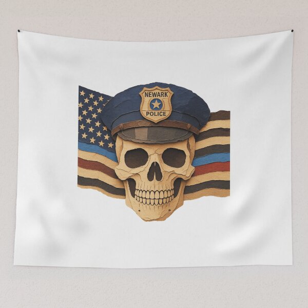 Item preview, Newark Police Skull American Flag T-Shirt, Police Veteran Gift, Tactical Law Enforcement Graphic Tee designed and sold by pawsome purrfect.