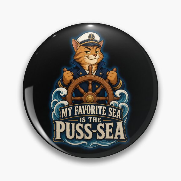 Item preview, My Favorite Sea Is The Puss Sea Funny Cat Captain Illustration designed and sold by GibasVisuals.