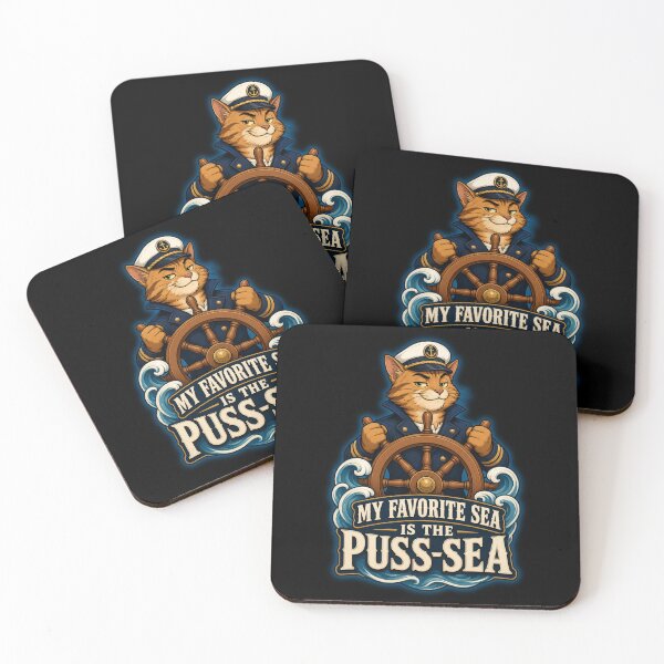 Item preview, My Favorite Sea Is The Puss Sea Funny Cat Captain Illustration designed and sold by GibasVisuals.
