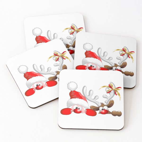Item preview, Santa and Reindeer Funny Peeking Characters designed and sold by BluedarkArt.