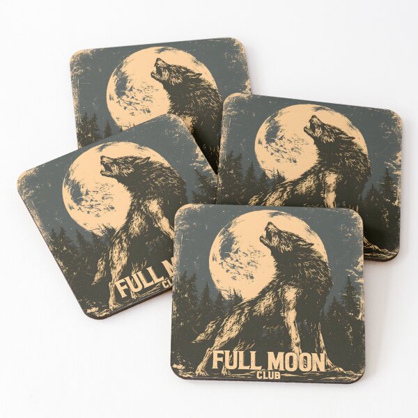 Item preview, Full Moon Club – Vintage Howling Wolf Halloween Design designed and sold by KAM-KAM-STORE.