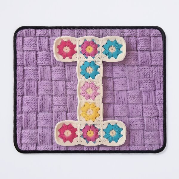 Item preview, Granny Square Letter I Floral Crochet Lavender designed and sold by LuisWorks.