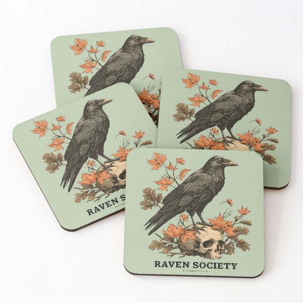 Item preview, Autumn Raven on Skull – Vintage Gothic Halloween Illustration designed and sold by KAM-KAM-STORE.