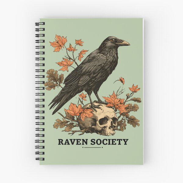 Item preview, Autumn Raven on Skull – Vintage Gothic Halloween Illustration designed and sold by KAM-KAM-STORE.