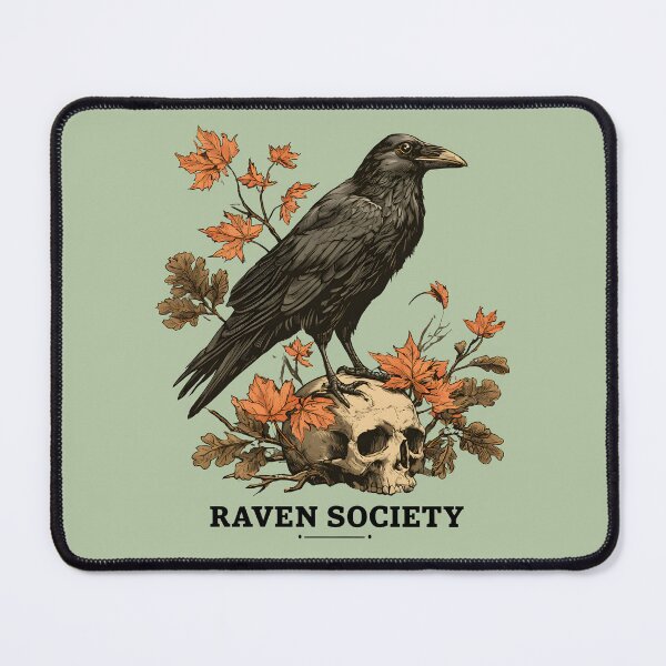 Item preview, Autumn Raven on Skull – Vintage Gothic Halloween Illustration designed and sold by KAM-KAM-STORE.
