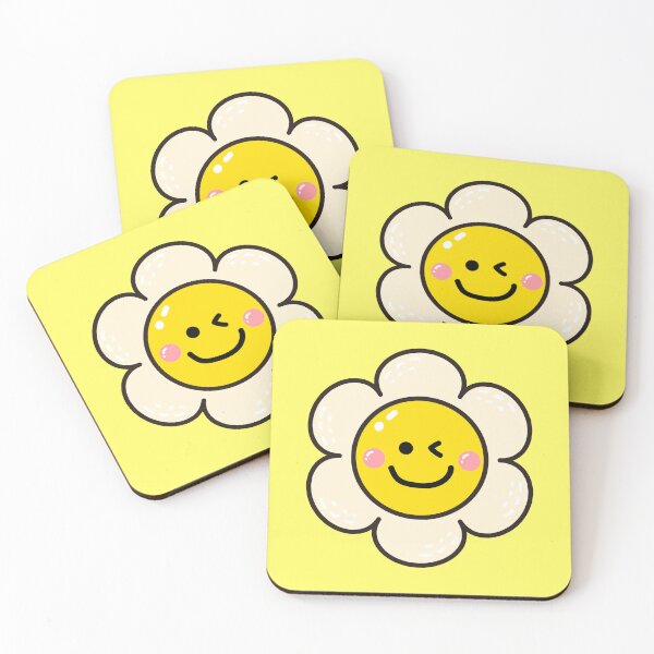 Item preview, Cute Winking Smiley Daisy Flower Kawaii Retro Floral designed and sold by SolutionsArt.