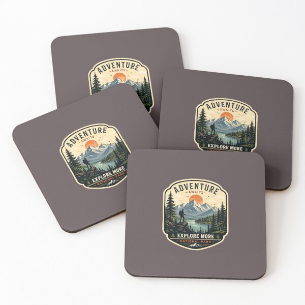 Item preview, Adventure Awaits Vintage National Park Retro Hiking Badge Sticker designed and sold by DESPOT07.