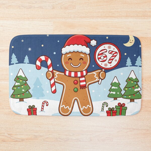 Item preview, funny gingerbread man christmas candy cane 67 designed and sold by Softie Sticker Studio.