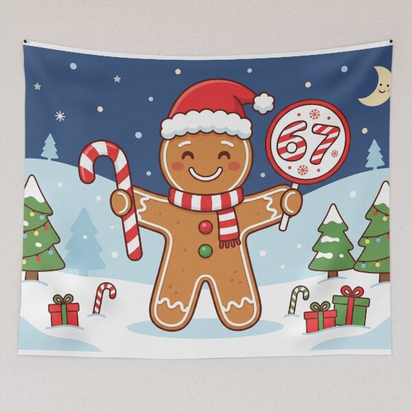 Item preview, funny gingerbread man christmas candy cane 67 designed and sold by Softie Sticker Studio.