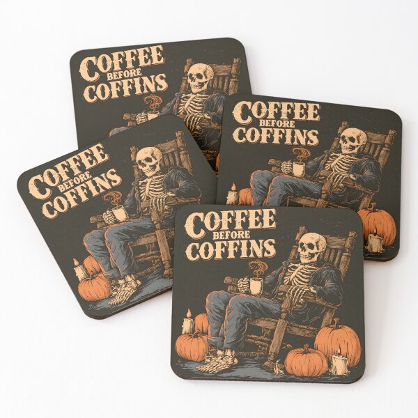 Item preview, Coffee Before Coffins – Funny Skeleton Halloween Coffee Lover Design designed and sold by KAM-KAM-STORE.