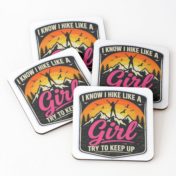 Item preview, I Know I Hike Like a Girl – Empowering Hiking Badge Sticker designed and sold by GabeMountainArt.
