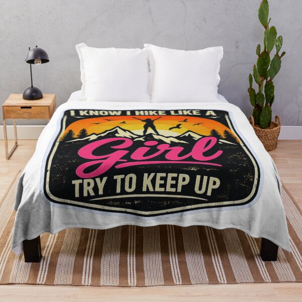 Item preview, I Know I Hike Like a Girl – Empowering Hiking Badge Sticker designed and sold by GabeMountainArt.