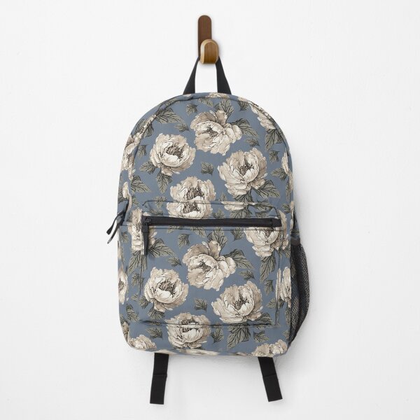Item preview, Vintage Sepia Peony Floral Pattern On A Slate Blue designed and sold by Ayesha Saleem.