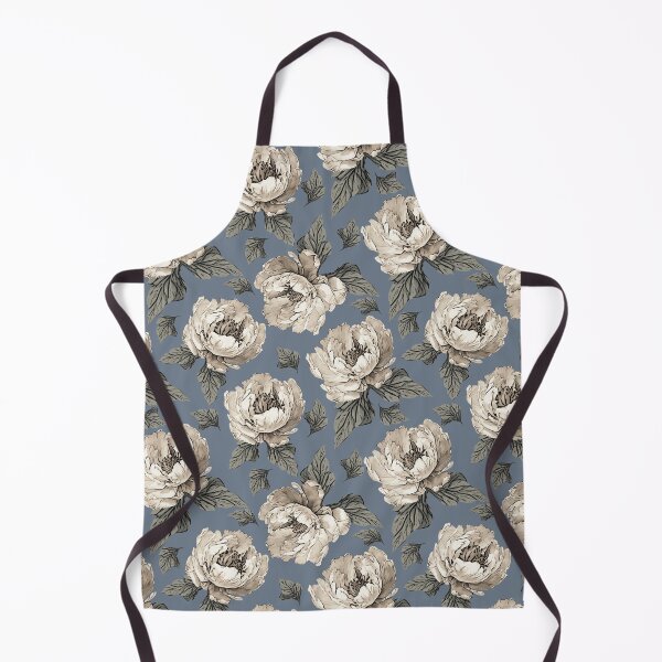 Item preview, Vintage Sepia Peony Floral Pattern On A Slate Blue designed and sold by Ayesha Saleem.