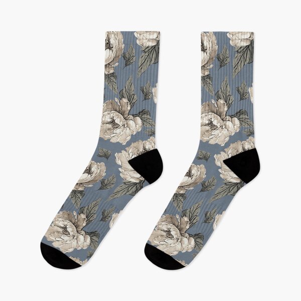 Item preview,  Vintage Sepia Peony Floral Pattern On A Slate Blue designed and sold by Ayesha Saleem.