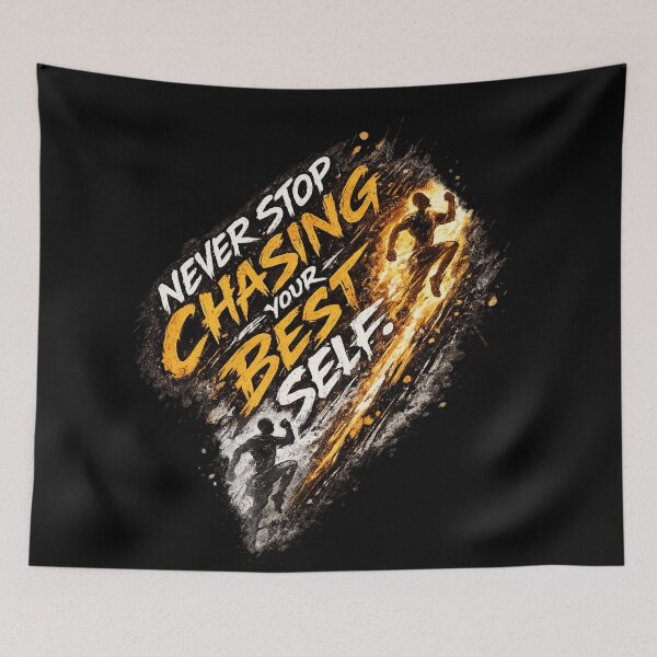 Item preview, Never Stop Chasing Your Best Self – Motivational Typography Design designed and sold by ArtisticHeart21.