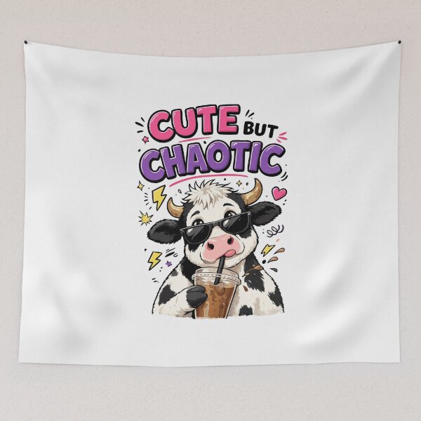 Item preview, Cute but chaotic cow with iced coffee designed and sold by HandicraftArt.