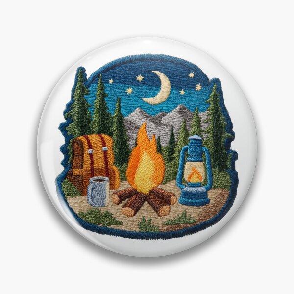 Item preview, Night camp forest fire patch designed and sold by filou designs.