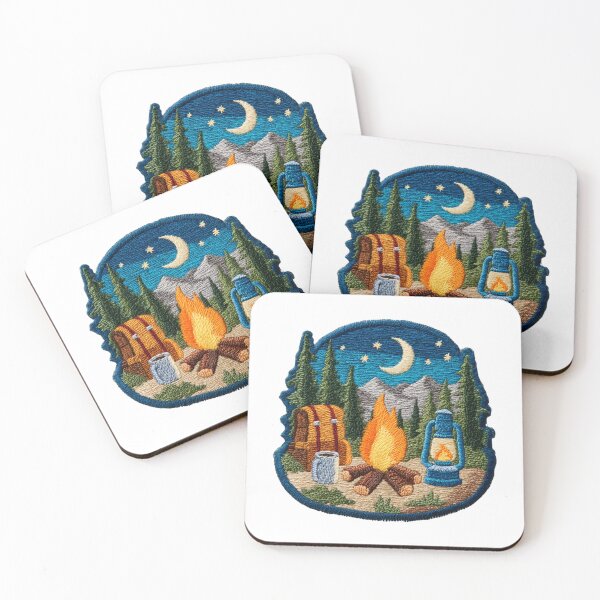 Item preview, Night camp forest fire patch designed and sold by filou designs.