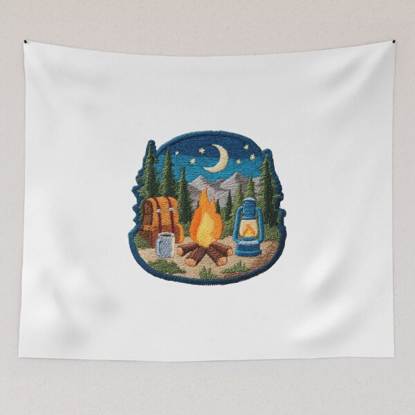 Item preview, Night camp forest fire patch designed and sold by filou designs.
