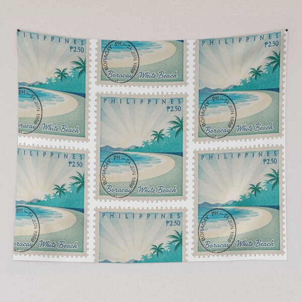 Item preview, Boracay Philippines White Beach Palm Skyline Stamp Sticker designed and sold by stickercuffs.