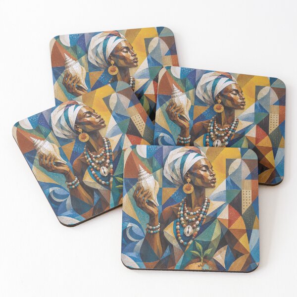 Item preview, African Sea goddess Afrekete painting designed and sold by GalleryKauffeld.