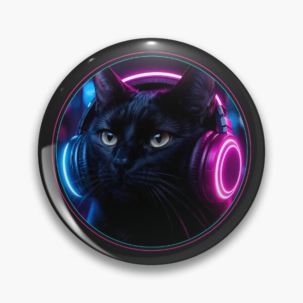 Item preview, Synthwave Aesthetic Neon Circle Black Cat designed and sold by Moodprint5.