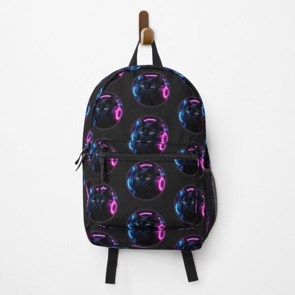 Item preview, Synthwave Aesthetic Neon Circle Black Cat designed and sold by Moodprint5.