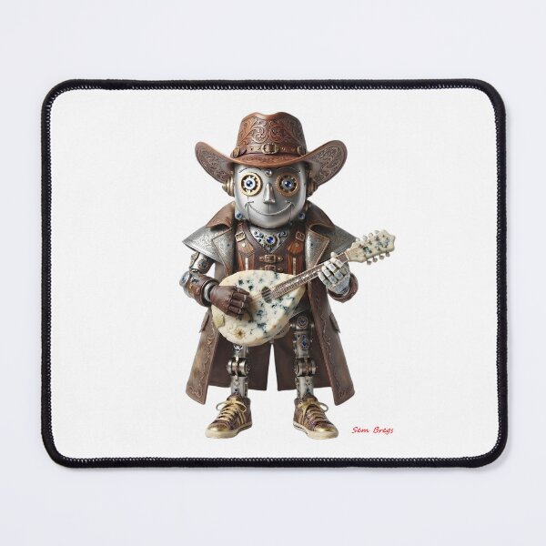 Item preview, Steampunk Robot Cowboy Playing Cheese Lute designed and sold by Sem_Bregs.