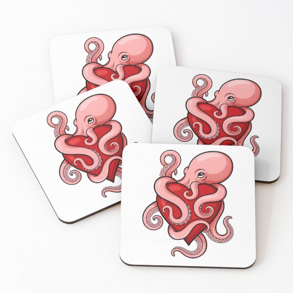 Item preview, Cute Pink Octopus Hugging a Heart – Kawaii Sea Creature Valentine Illustration designed and sold by Snifferius.