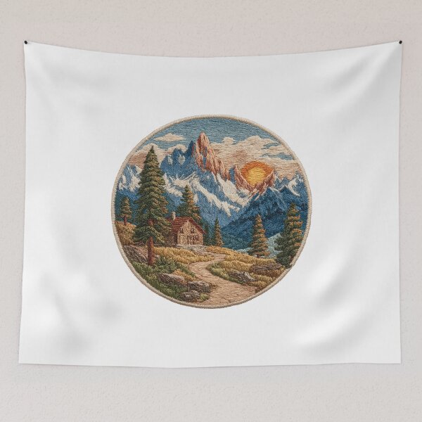 Item preview, Mountain landscape Patch with hut designed and sold by filou designs.