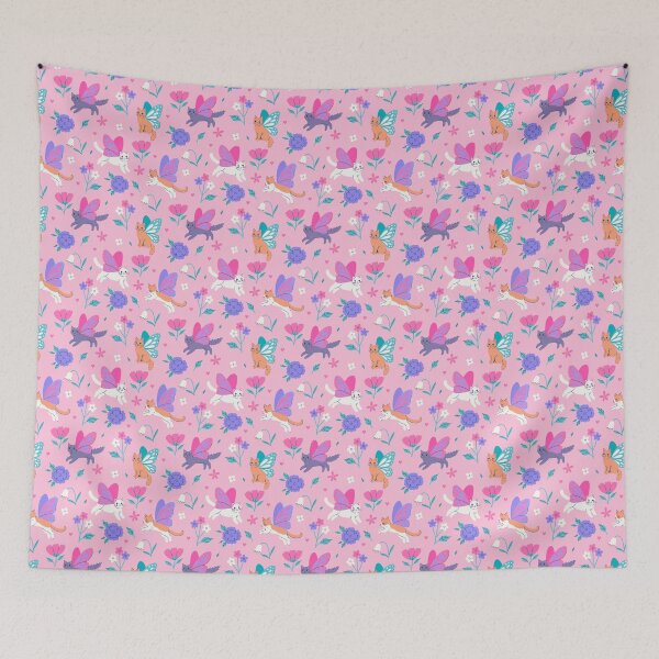 Item preview, cute cats with butterfly wings and flowers designed and sold by burbura.