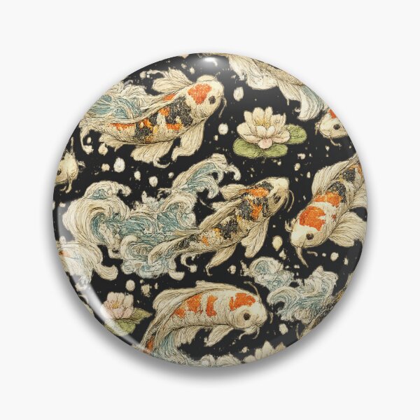 Item preview, Japanese Koi Fish Seamless Pattern | Traditional Sakura & Ocean Waves Botanical Illustration designed and sold by AvalonTshirts.