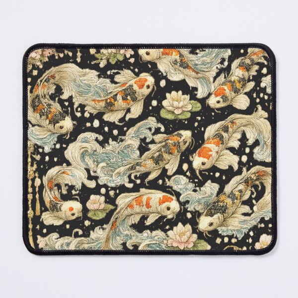 Item preview, Japanese Koi Fish Seamless Pattern | Traditional Sakura & Ocean Waves Botanical Illustration designed and sold by AvalonTshirts.