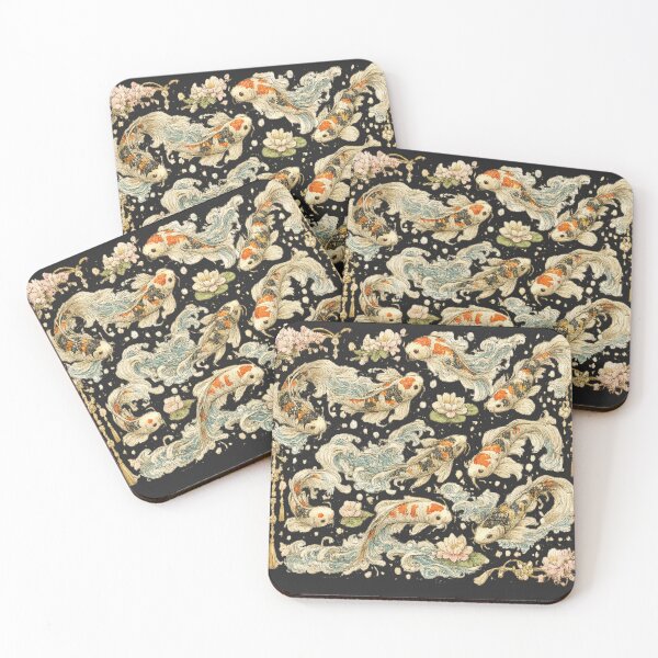 Item preview, Japanese Koi Fish Seamless Pattern | Traditional Sakura & Ocean Waves Botanical Illustration designed and sold by AvalonTshirts.