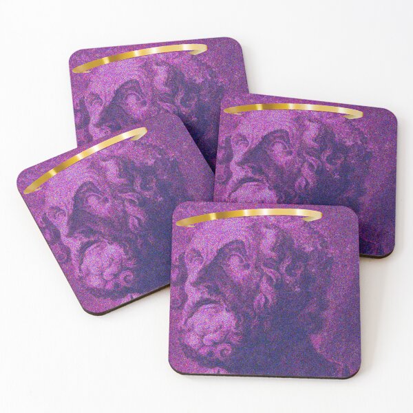 Item preview, Purple Vaporwave Classical Bust with Gold Halo - Noise Grain Statue Graphic designed and sold by Kromatik.