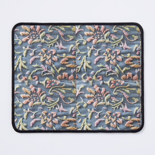Item preview, Rainbow floral embroidery on denim designed and sold by LyLauDesign.