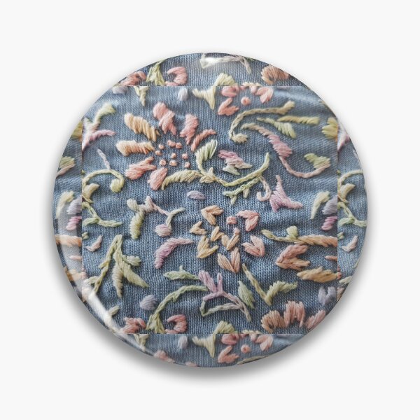 Item preview, Rainbow floral embroidery on denim designed and sold by LyLauDesign.