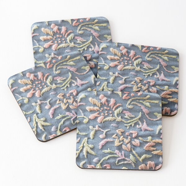 Item preview, Rainbow floral embroidery on denim designed and sold by LyLauDesign.
