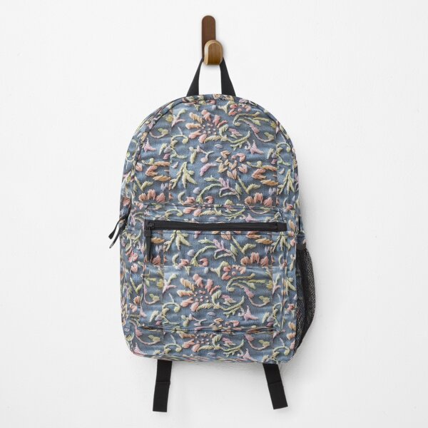 Item preview, Rainbow floral embroidery on denim designed and sold by LyLauDesign.